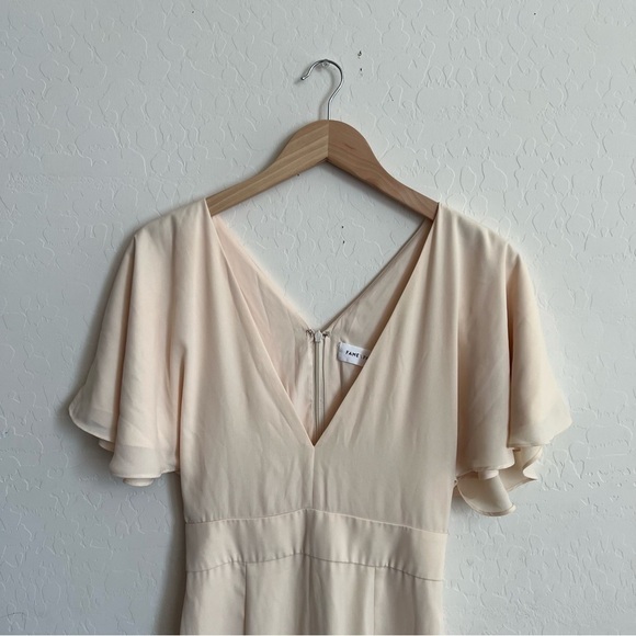 Fame and Partners V-Neck Cream Flutter Sleeve Dress - Picture 9 of 13